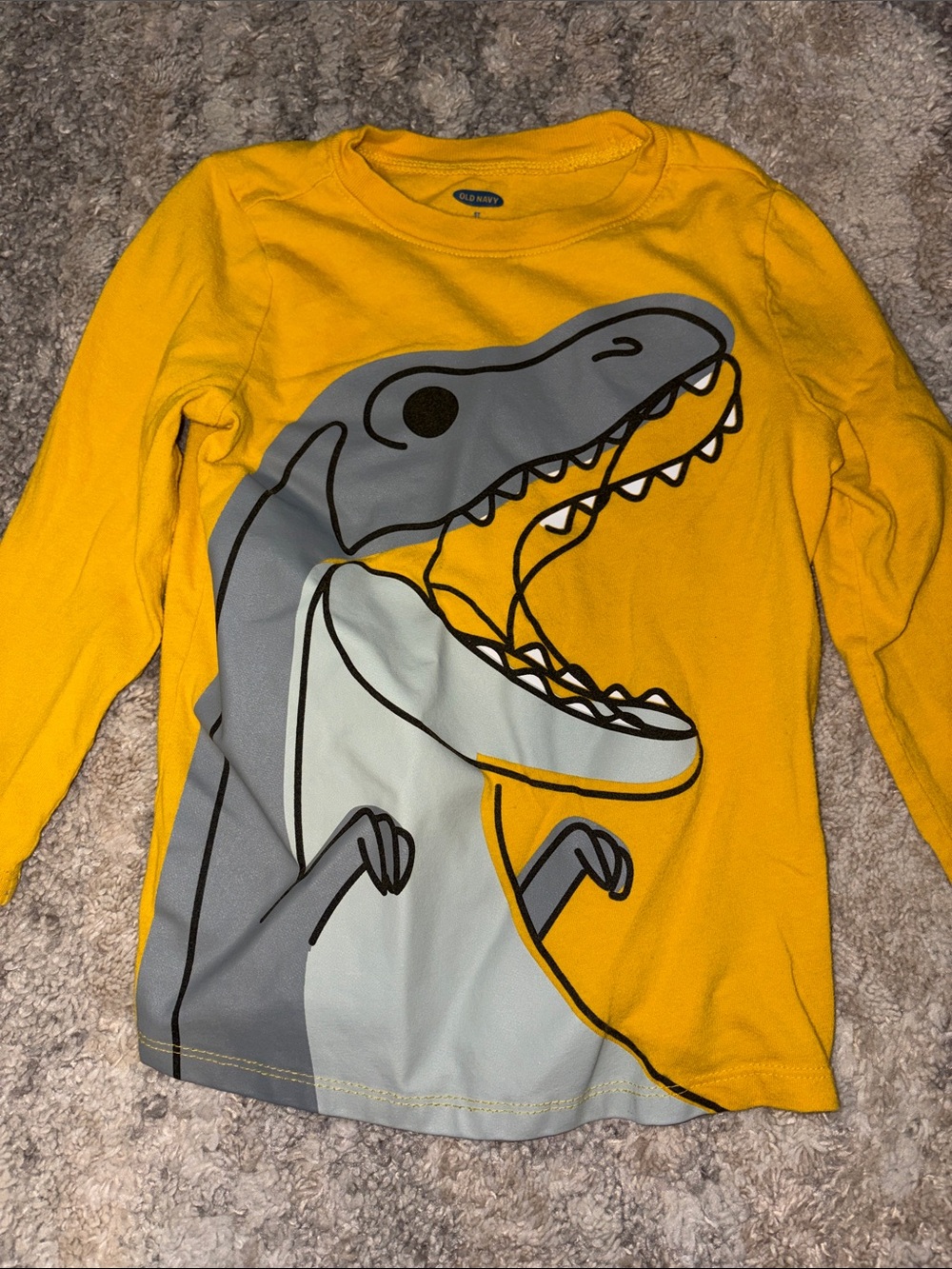 3/$15! Boys kids 5t pajama top Old Navy Yellow Long-Sleeve Tee Gray Dino Graphic